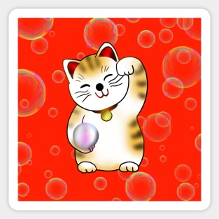 Lucky cat, calico maneki Sticker